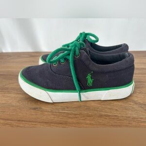 Polo Ralph Lauren Kids toddler Size 10.5 Shoes Green Blue Low Top Laces Sneakers